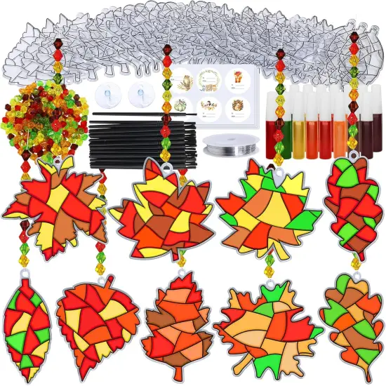 27 Sets Fall Leaf Suncatchers Ornaments Decorations DIY {1}