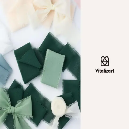 15 Rolls Chiffon Silk Ribbon Handmade Frayed Fringe 1 1/2 Inch Eco-Friendly for Christmas Gift Wrapping Wedding Invitations Bridal Bouquets Bows 30 Yards in total {3}