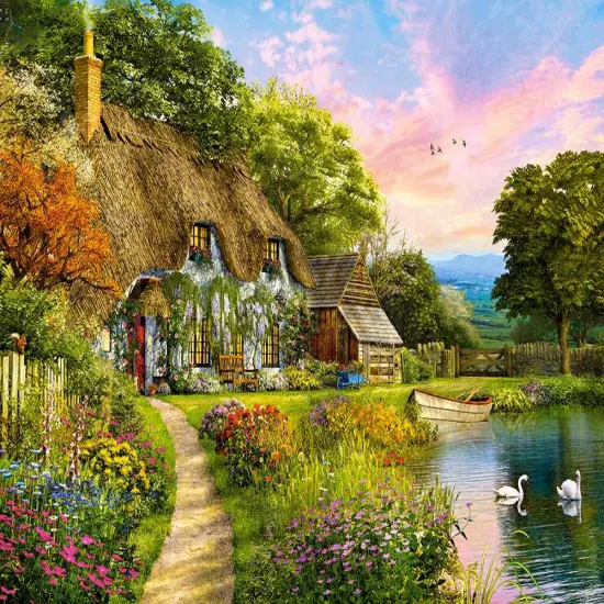 1500 Piece Jigsaw Puzzle, Countryside Cottage, Idyllic puzzle, Nostalgic view, Castorland C-151998-2 {2}
