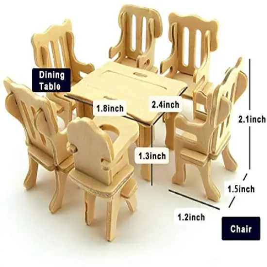 3D Wooden Dollhouse Furniture Puzzle DIY House Room Miniature Furniture Sets Puzzle Gift for Kids {5}