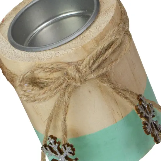 Northlight 3" Green and Natural Wood Christmas Tea Light Candle Holder {4}