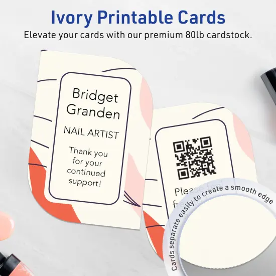 Avery Printable Leaf Flat Cards, 3-1/2" x 5", Matte Ivory Cardstock, Print-to-The-Edge, Laser/Inkjet Printable, 40 Total, Great for Product Branding, Marketing, and More {3}