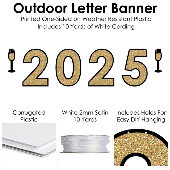 Big Dot of Happiness New Year's Eve - Gold - 2025 New Years Eve Party Decorations - 2025 - Outdoor Letter Banner {6}