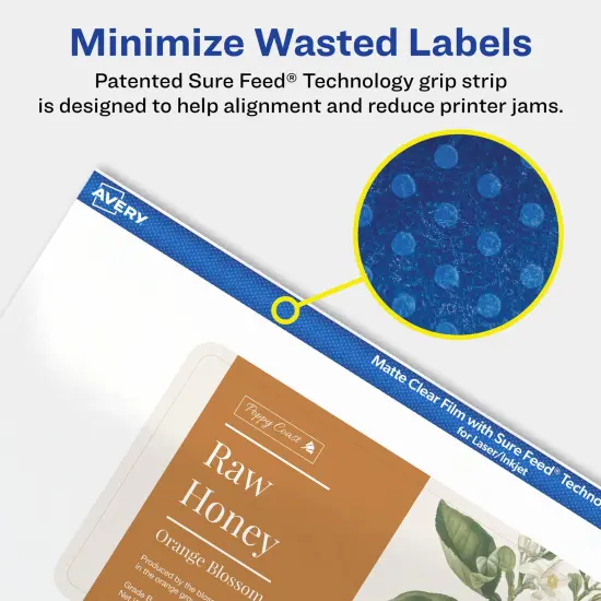 Avery Matte Clear Labels,2-1/2" x 5" Rectangle {4}