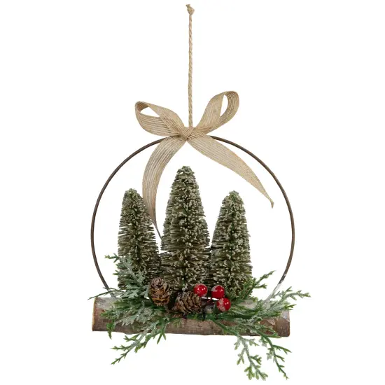 Northlight Frosted Mini Bottle Brush Trees Christmas Ornament - 7" Green {3}