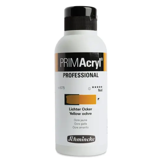 Schmincke Primacryl Professional Fluid Acrylic - Yellow Ochre, 250 ml bottle {1}