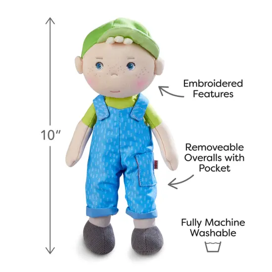 HABA Snug Up Till - 10" Soft Doll, Machine Washable Baby Boy Doll, Snuggly Toddler Plush Figure for 18 Months and Up Multicolor {3}