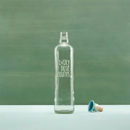 Drop Glass Water Bottle with Ceramic Stopper-750 ML {1}