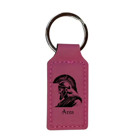 Keychain - Rectangle - Ares - Leather Pink/Black {2}