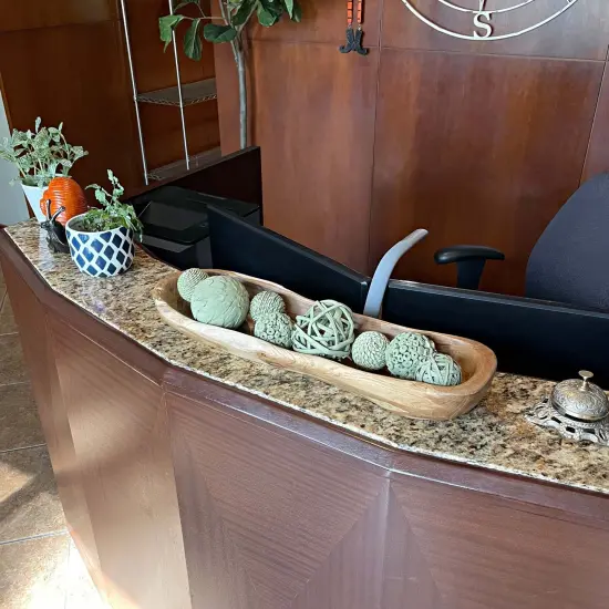 Hand-Carved Wooden Bowl, 23"x6.5"x3.5", Light Brown Stained, Handmade Craft {6}