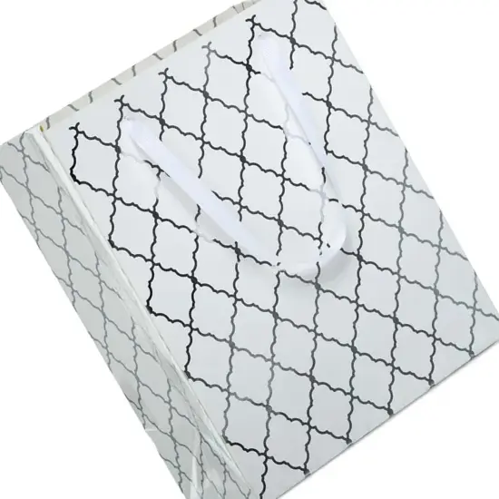 Red & Silver Diamond Grid Euro Tote 10.1/4"x 4.3/4" x 12.5/8" Elegant {4}