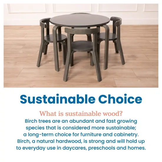 Bentwood Table and Curved Back Chair Set, 5-Piece Grey Wash {6}