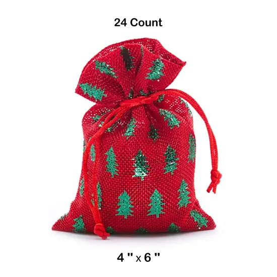 Metallic Christmas Tree Fabric Bag 4&rdquo; x 6&rdquo; Holiday Wrapping {1}