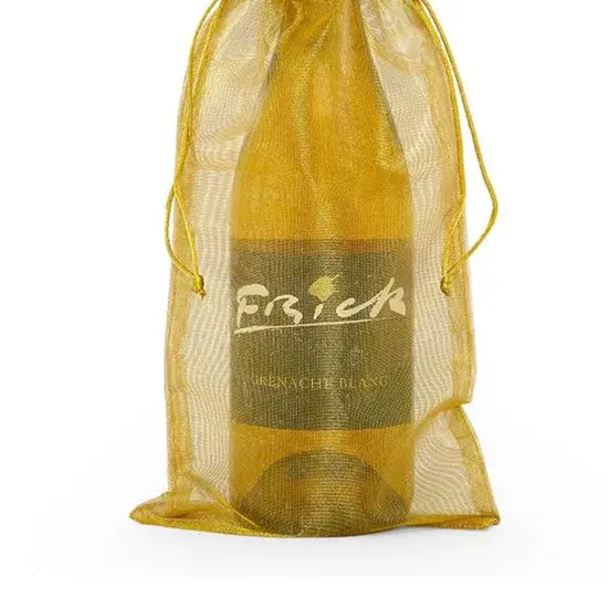 Elegant Metallic Fabric Wine Bags 6.5" x 15" {3}