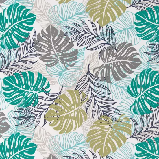 Jade - Aqua & Teal,Green Leaves,Tropical & Botanical Upholstery Fabric 54 Inches" {1}