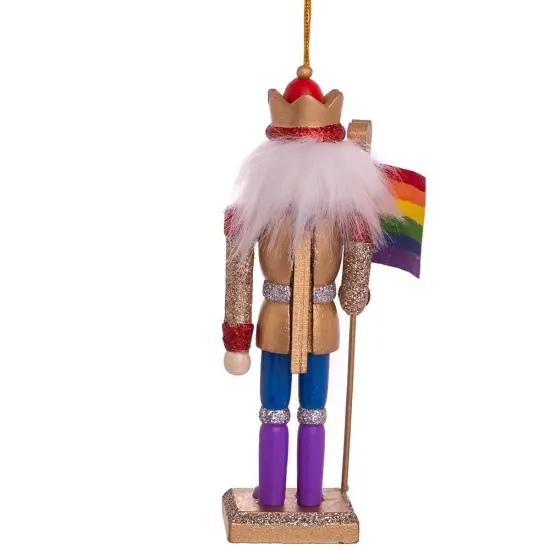 6" Gay Pride Nutcracker Ornament – Colorful Wooden Christmas Decoration {4}
