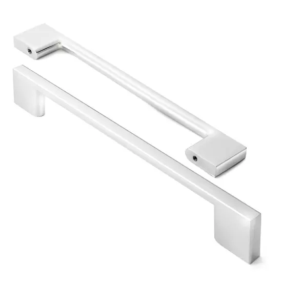 Cauldham Solid Kitchen Cabinet Pulls Handles (6-5/16" Hole Centers) - Modern Thin Profile Drawer/Door Hardware - Style M255 - Polished Chrome {2}