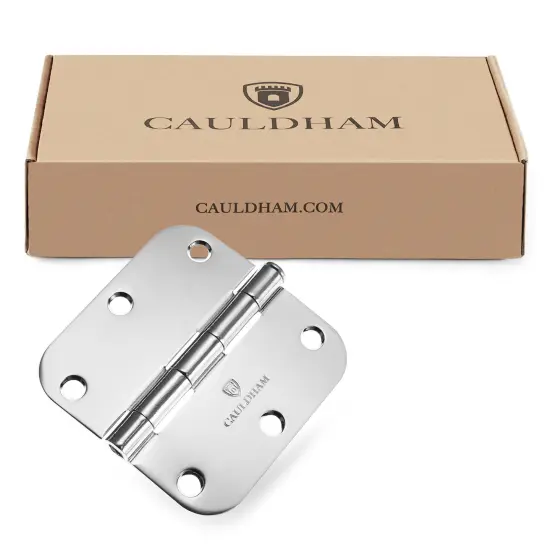 Cauldham Heavy-Duty 3-1/2" Interior Door Hinges with 5/8" Radius Corners - Polished Chrome {6}