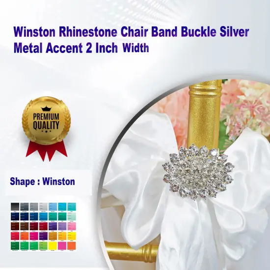 Winston Rhinestone Chair Band Buckle Silver Metal Accent 2 Inch Width {1}