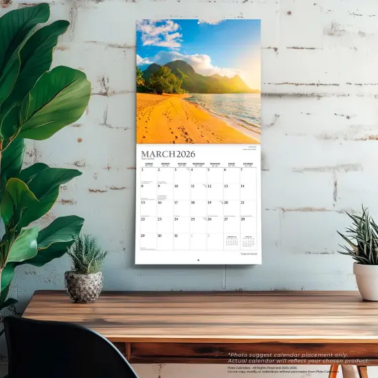 Tropical Islands | 2026 12 x 24 Inch (Hanging) Monthly Square Wall Calendar | Foil Stamped Cover {5}