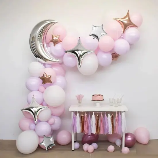 54Pcs Star Foil Balloons Moon Foil Mylar Balloons(silver) {5}