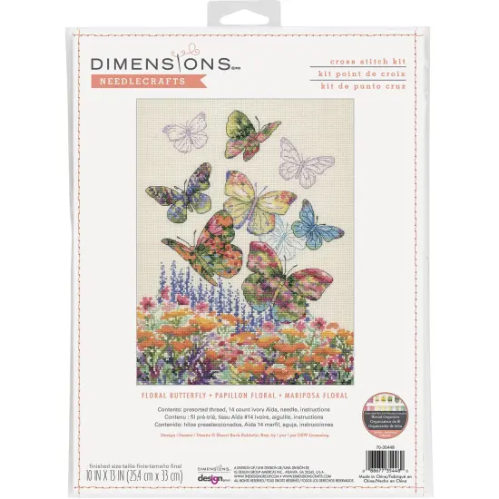 Dimensions Counted Cross Stitch Kit 10"X13"-Floral Butterfly {1}