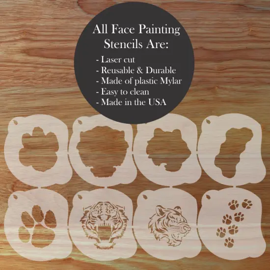 Tiger Mascot Face Painting Stencil Set | Perfect for Face Painting, Temporary Tattoos, Birthday Party | Designer Stencils | {2}