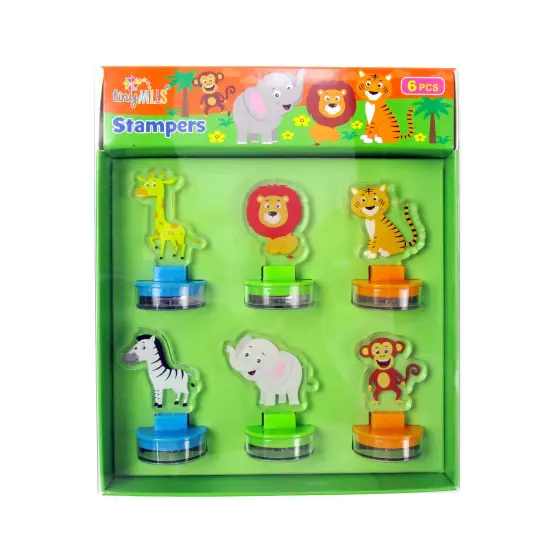 Safari Jungle Animals Acrylic Self-Inking Stampers, 6 Pcs {1}