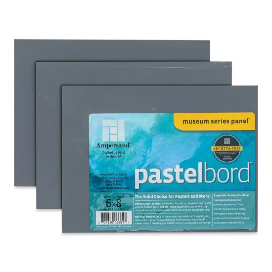 Ampersand Pastelboard Panel - 6" x 8", 1/8" Profile, Gray, Pkg of 3 {1}
