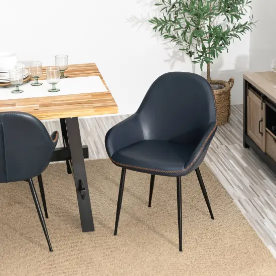 Set of 2/4 Mid-Century Modern Leatherette Dining Armchairs {8}