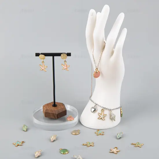 60 Pack Ocean Starfish Conch Seashell Enamel Charms Pendants for DIY Jewelry Making (Ocean Style 1) {2}