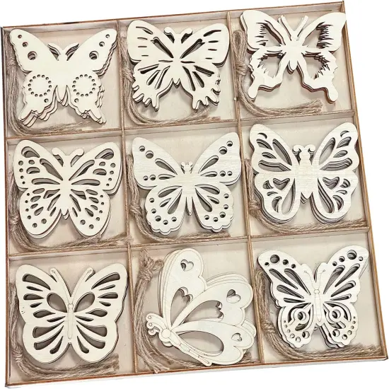 Pack of 45 Unfinished Wooden Butterfly Shaped Cutouts for DIY Crafts 3.5 Inch 5-Count Each {2}