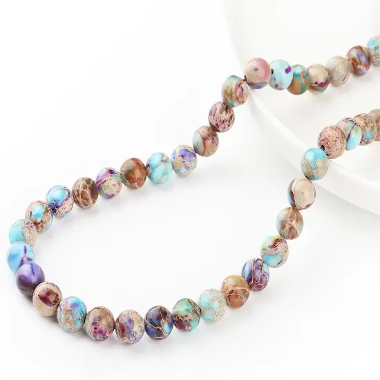 Natural Stone Beads Gemstone Beads for Jewelry Making - Galaxy Sea Sediment Jasper Beads for Bracelets, 6mm Semi Precious Crystal Round Beads(58-60pcs, 6mm, Galaxy Sea Sediment Jasper) {3}