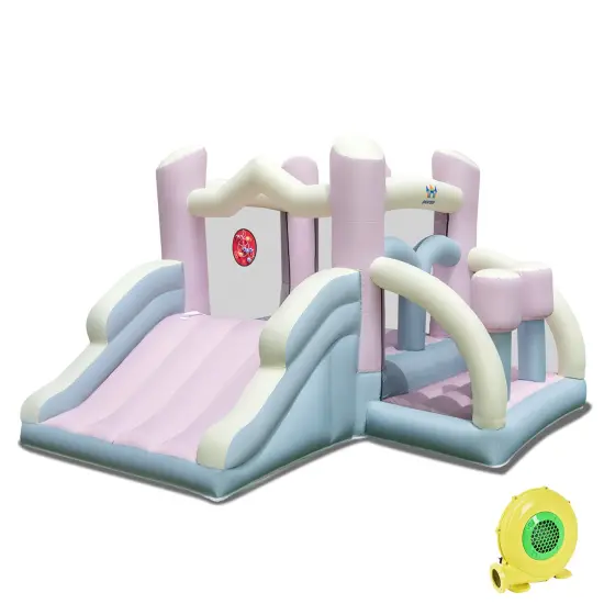 Kids Bounce House with Slide and 2 Boxing Columns for Party with 480W Blower {1}