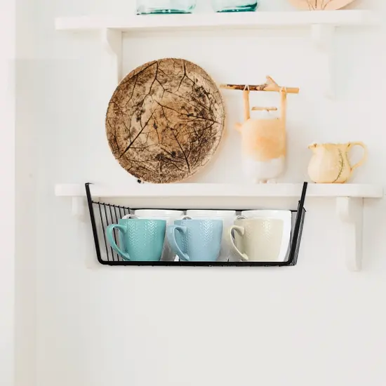 4pcs Stackable Shelf Hanging Basket Organizer, Black {5}