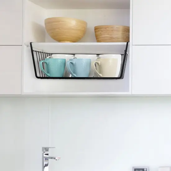 4pcs Stackable Shelf Hanging Basket Organizer, Black {4}