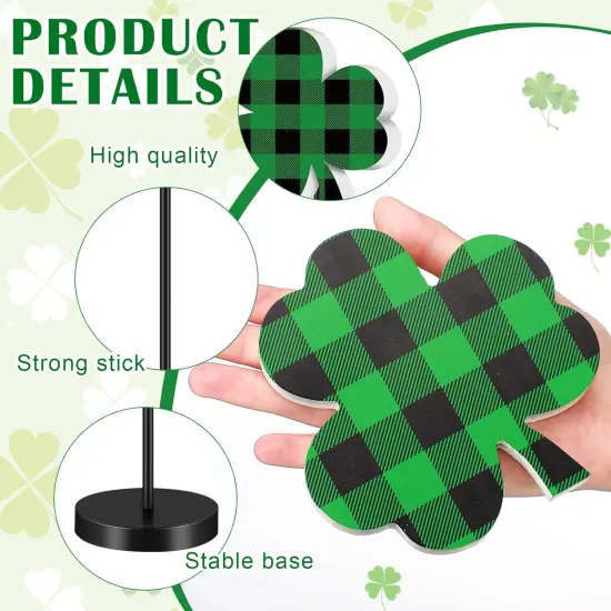 6 Pcs St Patrick's Day Table Decor Shamrock Wooden Table Signs Tall Standing Irish Gnome Truck Clover Block Set Lucky Table Centerpieces St Patrick's Day Sign for Tabletop Photo Prop {4}