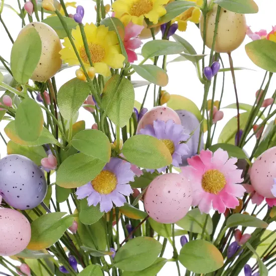 6 Pack Easter Egg Picks,17 Inch Tall Artificial Easter Flower and Berry Stems with Green Leaves {3}