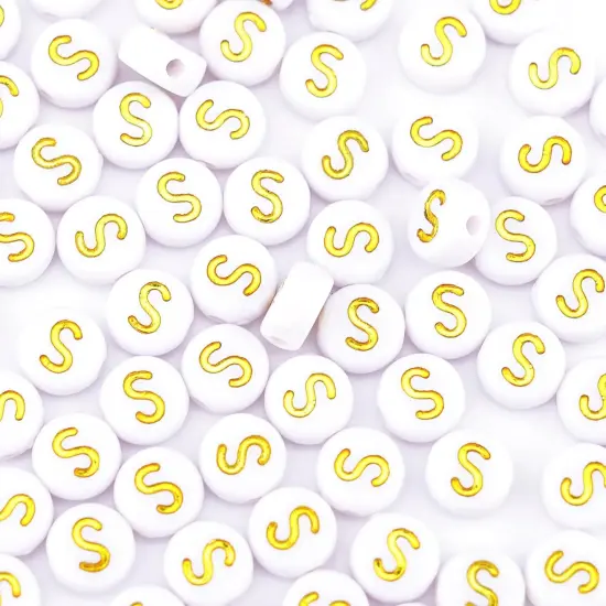 300Pcs Round Letter Beads S 4X7mm Individual Gold Alphabet Beads for Friendship Bracelets Making {1}