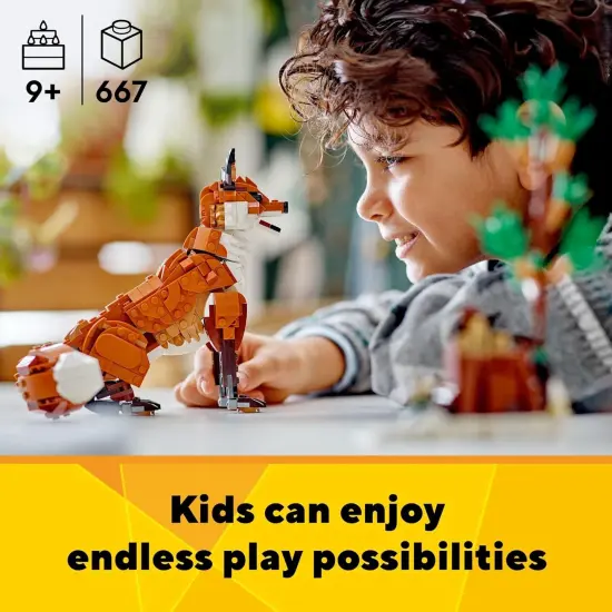 Creator 3 in 1 Forest Animals Red Fox Toys - Building Toys for Kids, Boys & Girls, Ages 9+ - Animal Figurine W/ 3 Building Options into Fox, Owl, or Squirrel - 31154 {3}