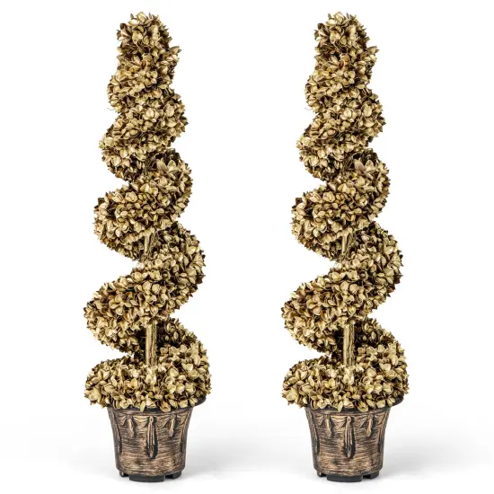 2-Pieces 4 Feet Artificial Topiary Spiral Tree with Vintage Plastic Nursery Pot {1}