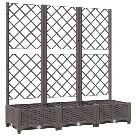 vidaXL Garden Planter with Trellis Brown 47.2x15.7x47.8 PP {2}