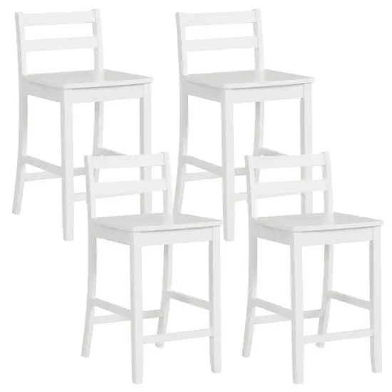 Wooden Bar Stools Set of 2 with Ergonomic Backrest and Footrest-White {4}