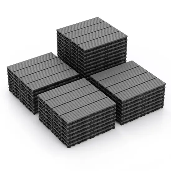 18 Piece All Weather Interlocking Deck Tiles Perfect for Splicing Area Grey {4}
