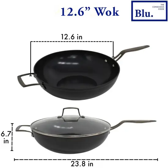 Blu. Cookware 12.6&rdquo; Wok with Lid, Durable Non-Stick Stir Fry Pan {3}
