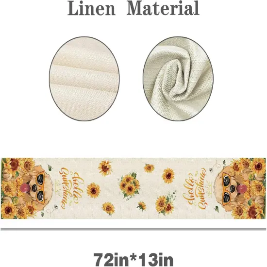 8 Pcs Golden Retriever Dog Table Runner 72 Inches Long, Valentines Day St Patricks Day Easter 4th of July Halloween Christmas Farmhouse Table Runners, Cute Puppy Holiday Dining Table Decor {4}