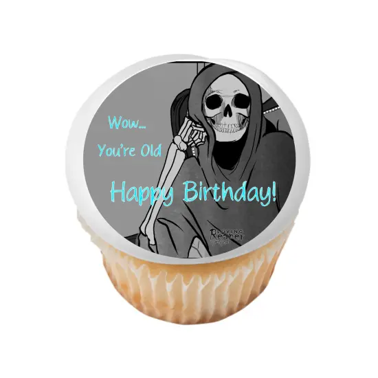 Loving Reaper Wow your Old Edible Icing Sheets- Assorted Image Cake Toppers-Frosting Sheets- Cookies- Cupcake Toppers {6}