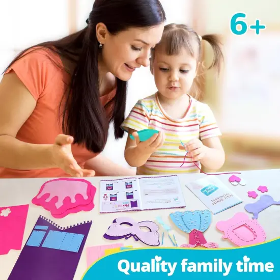 My First Princess Kids Sewing Kit, Beginner Arts and Crafts, Princess Sewing Kit for Kids, 6 Dreamy DIY Projects with Princess Lacing Dress, Butterfly Eye Mask, Instructions & Felt for Learn Sewing {5}