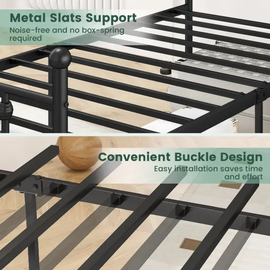 Heavy-duty Metal Bed Frame with Headboard {6}