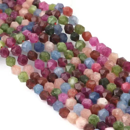 Faceted Natural Tourmaline Agate Stone Round Beads 10mm 36cm/Strand for Jewelry Making {3}